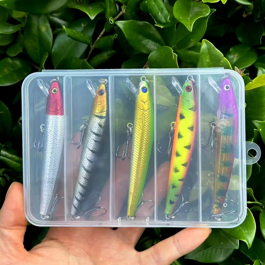 Kit de Señuelos de Pesca de pececillos Premium, 5 piezas, Crankbait, 10cm/3,94 pulgadas, 9g/0,32 oz, juego de cebos artificiales para aparejos de pesca - imagen 3