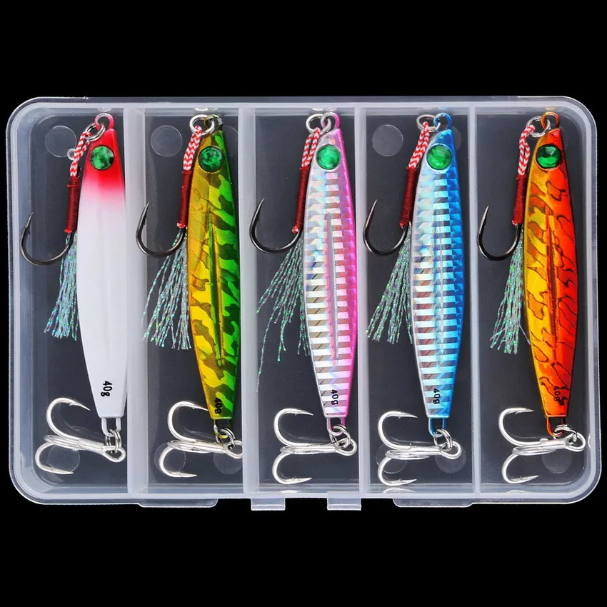 Señuelo de pesca con plantilla de Metal, pesas de 10g-40g, cebo duro para pesca de lubina, aparejos de cebo para trucha, Jigging, plantillas de señuelos de agua salada, 5 uds. - imagen 2