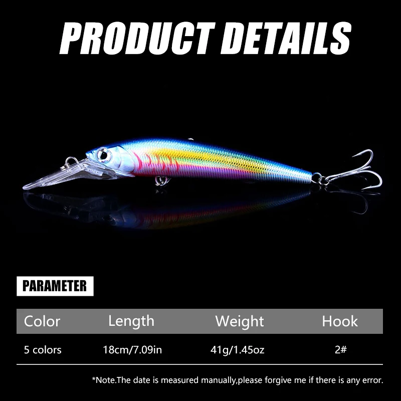 18cm 41g señuelo de Pesca de buceo profundo Minnow isca cebo artificial Wobbler aparejos Pesca carpa Lucio Walleye cebo de Pesca de mar original - imagen 3