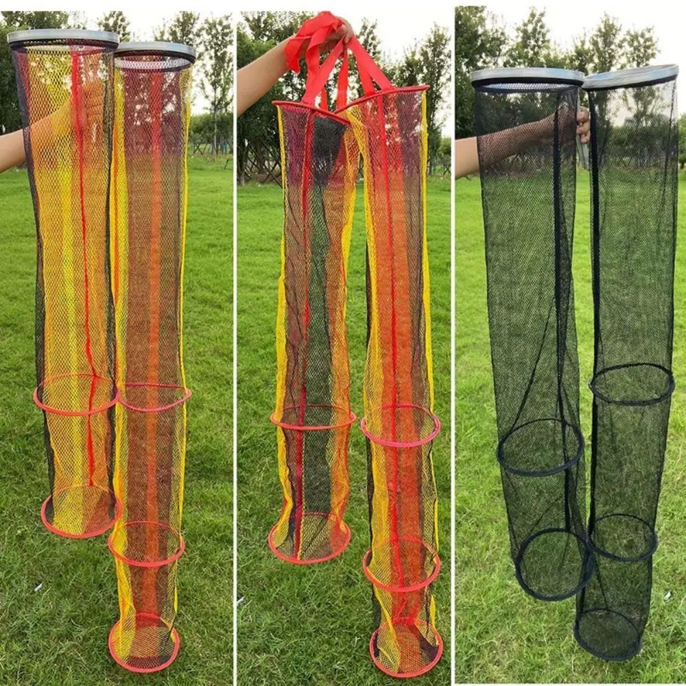 Redes de pesca portátiles plegables, cesta de jaula para camarones de secado rápido de 90/150/200cm de profundidad, borde de anillo antisalto, bolsa de malla para pescado, herramienta de pesca - imagen 5