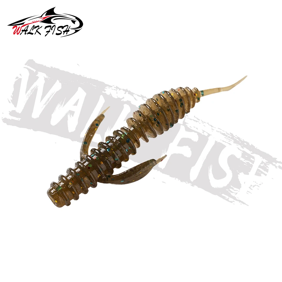 WALK FISH-SEÑUELOS blandos de plástico para pesca, Larva flotante de 6,2 cm y 1,5g, Swimbaits de silicona para agua dulce, 12 unidades - imagen 4