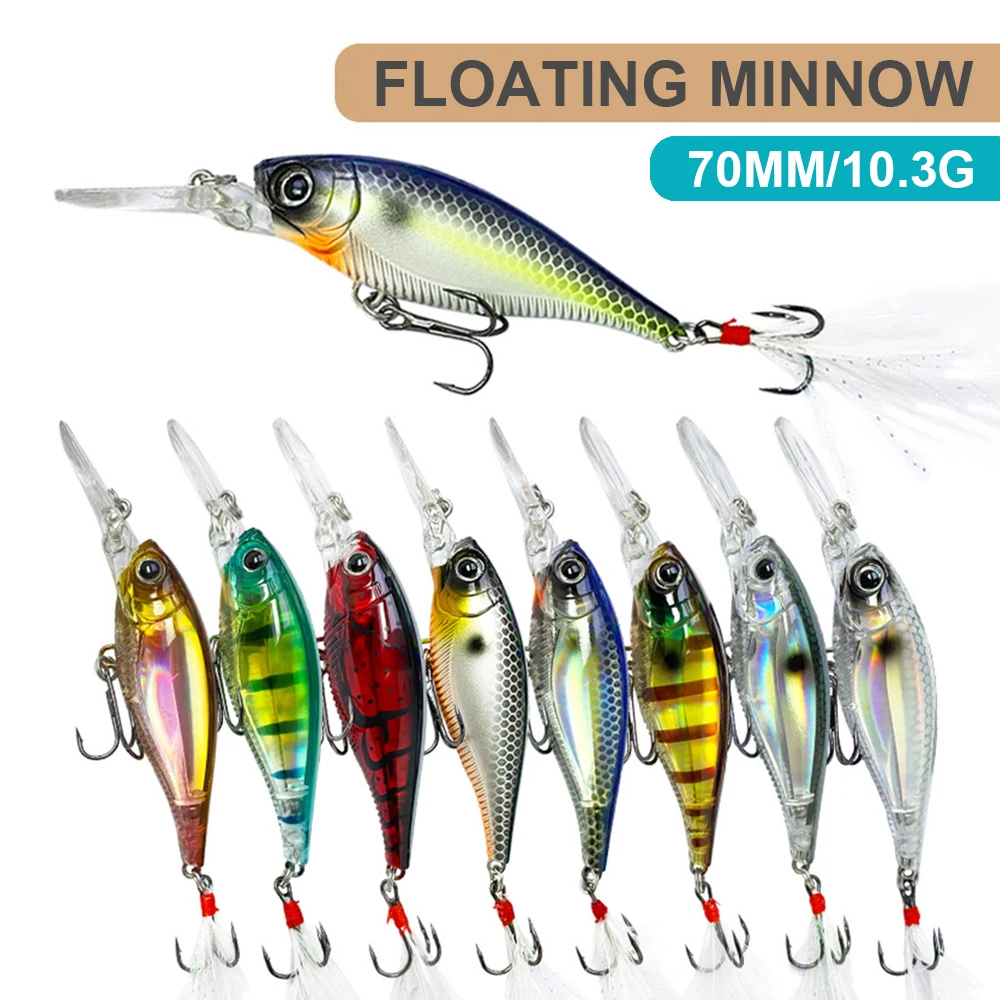 Señuelos de pesca flotantes de 7cm y 10,3g, Wobbler de pececillo, cebo duro Artificial de fundición larga, accesorios de pesca Jerkbait, trucha y lubina MN623 - imagen 3