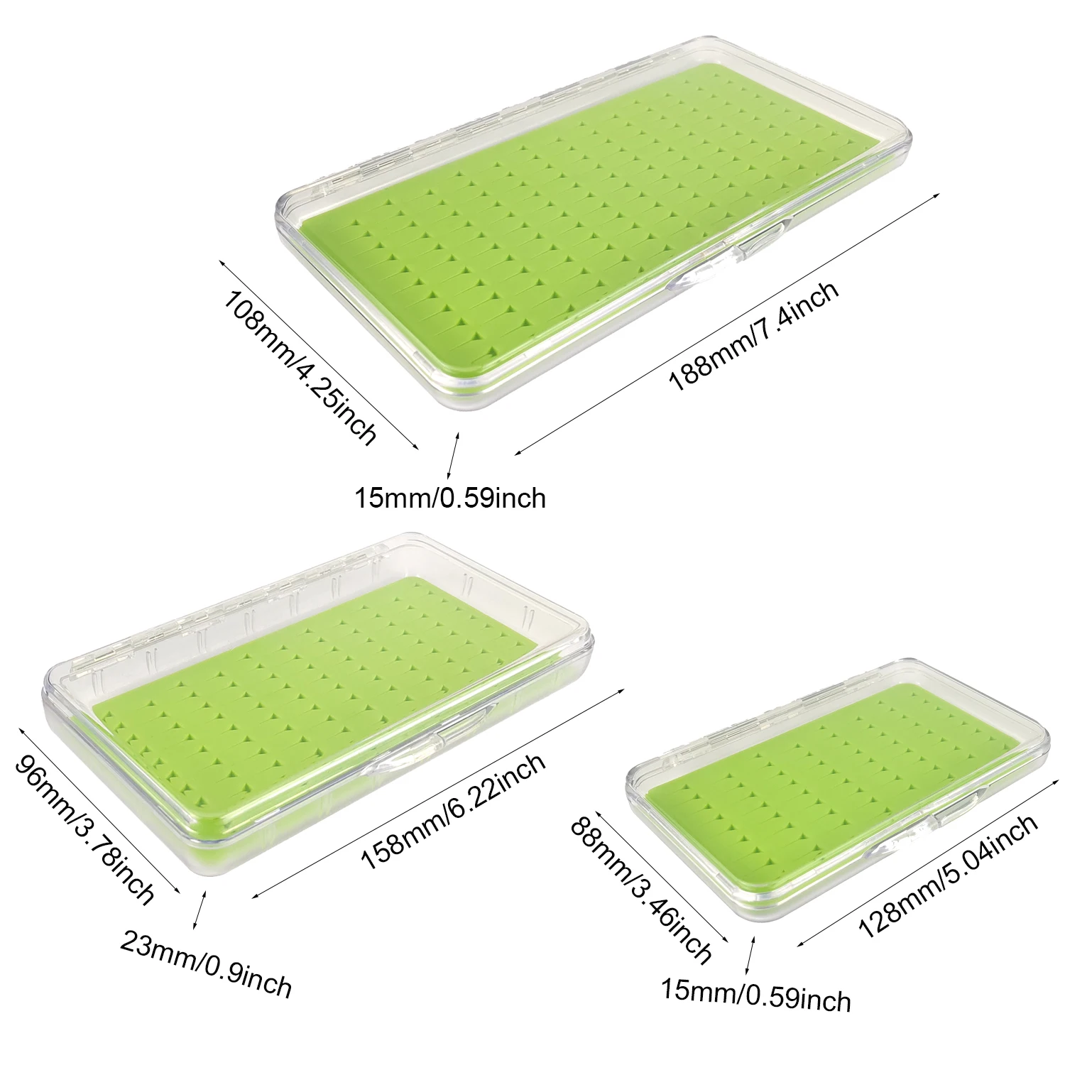 2pcs caja de plástico transparente súper delgada con inserto de silicona cajas de pesca con mosca sostiene moscas - imagen 2