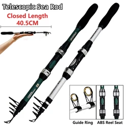 Caña de pescar giratoria portátil, 1,8 M, Mini señuelo telescópico de mar, peso 5-20g, longitud cerrada 40,5 CM, para sal/agua dulce