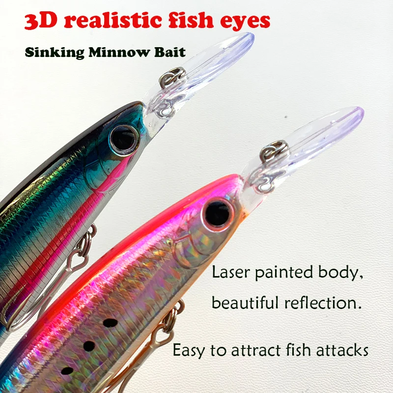 Testar-cebo de pececillo hundido, 125mm, 30g, señuelo de pesca de agua salada, cebo de natación UV pesado, Wobblers artificiales costeros de fundición larga, cebo duro - imagen 4