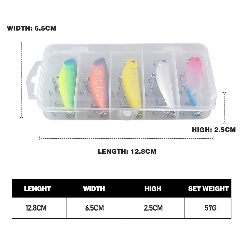 5 unids/set 5,5 cm cebo Señuelos de Pesca Kit agua salada/agua dulce columpio de agua poco profunda juego de cebo duro para lubina trucha - imagen 3