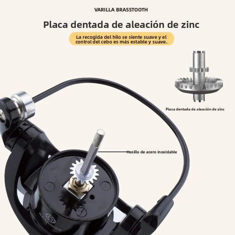 Carrete giratorio Huidiao serie 1000-7000, carrete de pesca con señuelo de potencia de arrastre máxima de 12KG, carrete de Metal, mango y pie para pesca de Lucio - imagen 5
