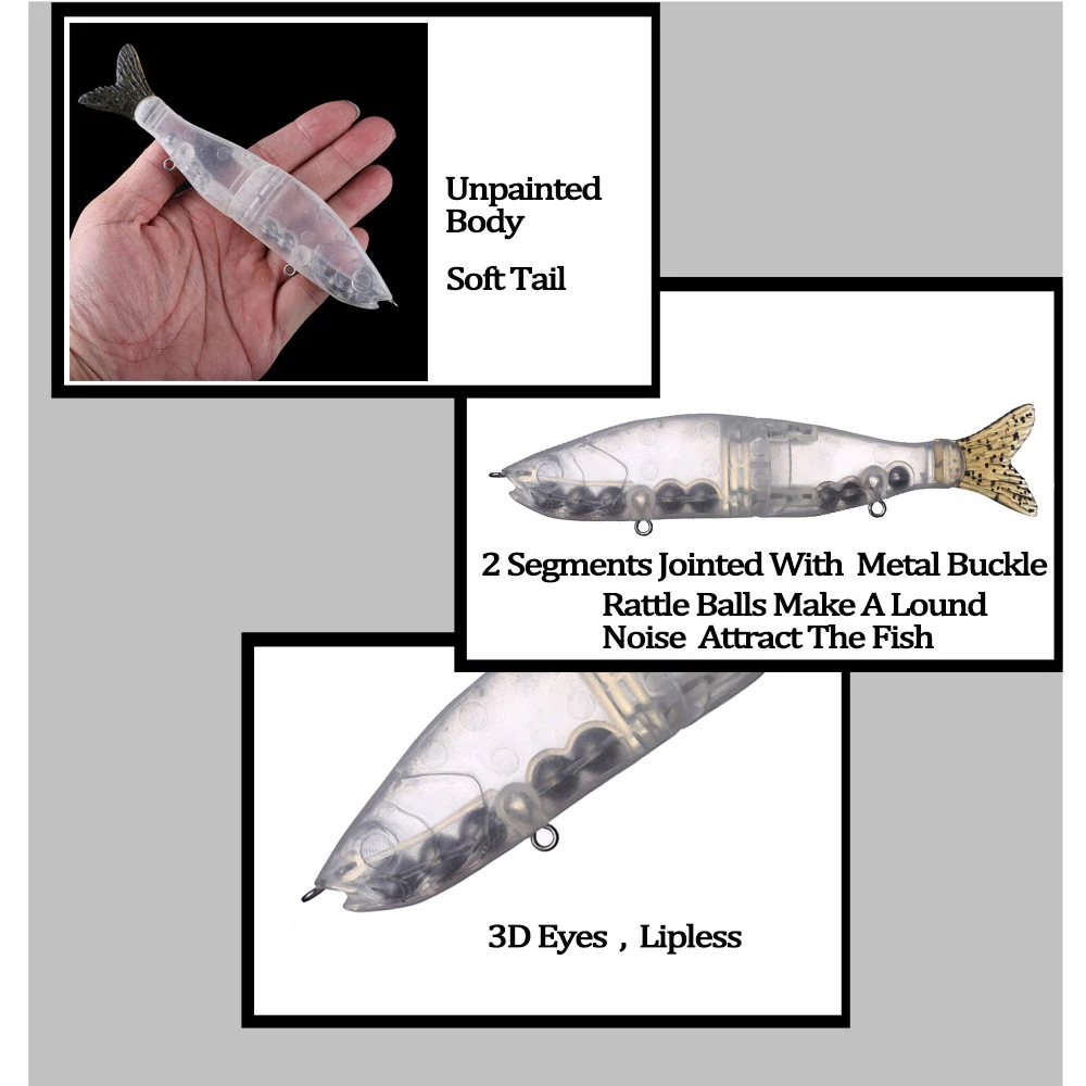Chan'sHuang-Cebo en blanco sin pintar, 5 piezas, 155mm, 47,1g, sonajero de hundimiento, cola suave, cebo dorado, Swimbait, señuelo de pesca Artificial hecho a mano - imagen 4