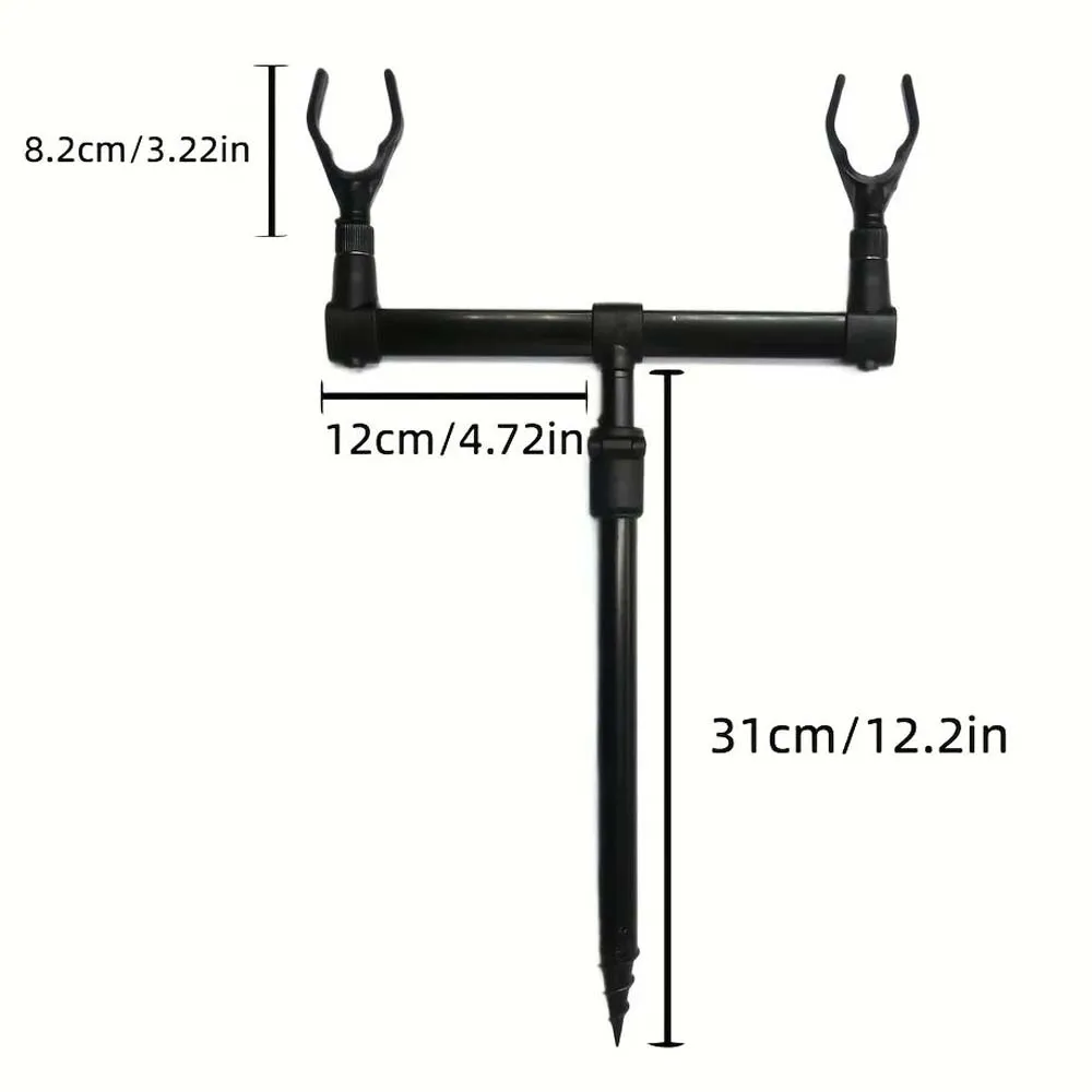 JSFUN 1 Juego de barras de zumbido para pesca de carpa para 2 varillas soporte de caña de pescar de aluminio accesorios de pesca - imagen 2