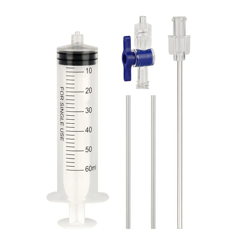 Juego de jeringa de 60ML, fluido de reparación cansado de llenado automático, combinación de plástico, neumático de vacío de bicicleta, llave central de válvula reparada de neumáticos franceses, 1 Juego - imagen 2