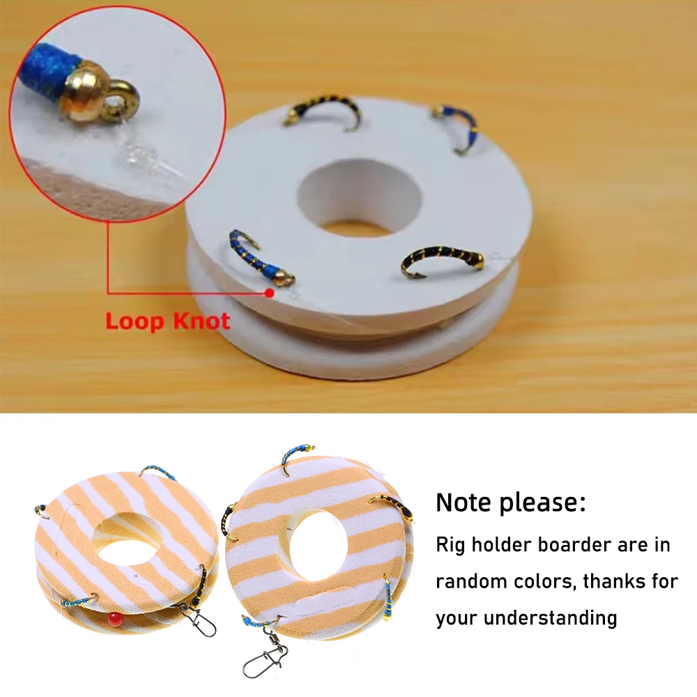 [5 sets] Nymph Lavaret Rig Cod / Whiting / Perch Live Bait Fish Sabiki Fishing Rigs Gold Head Black & Blue #14 - imagen 5