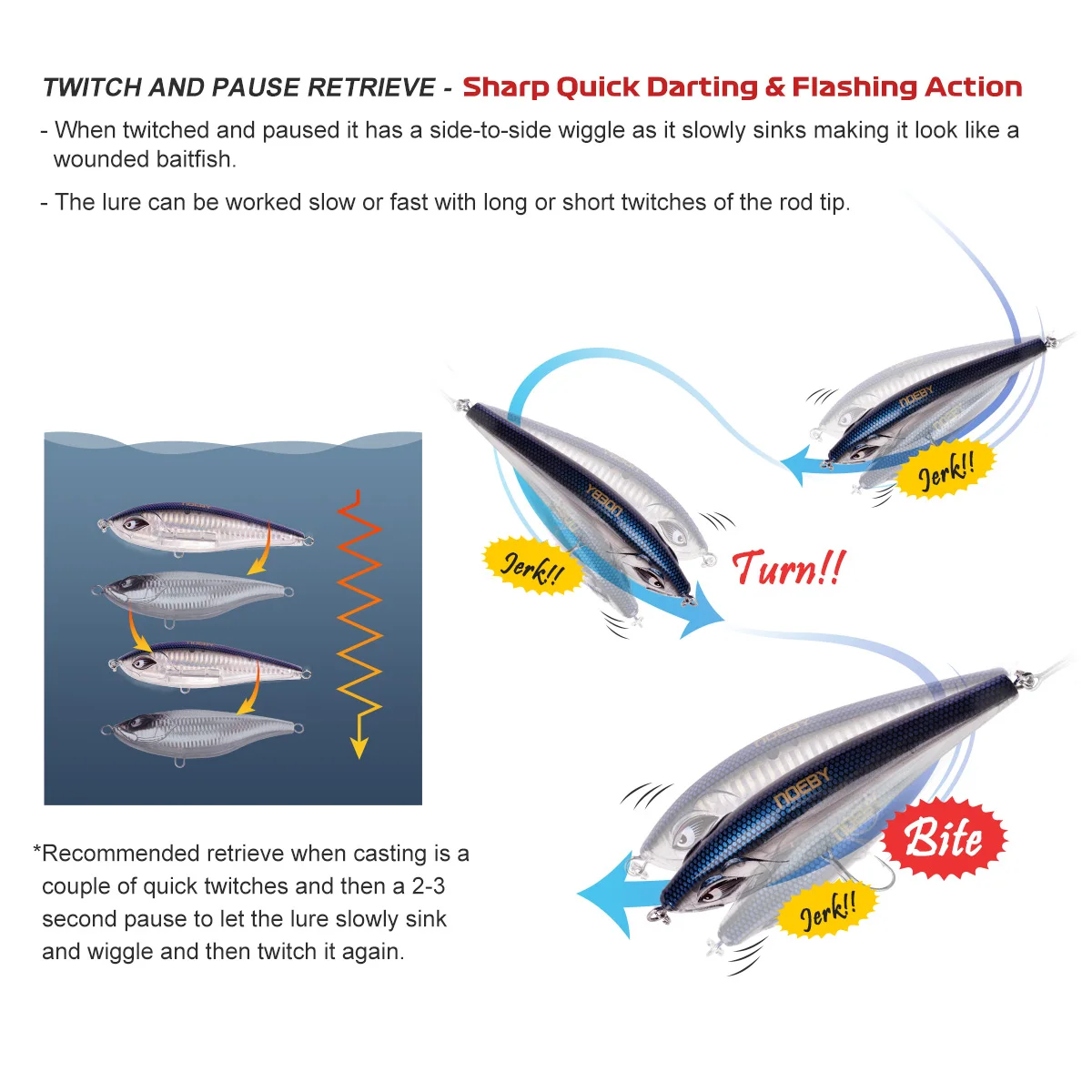 Señuelo de pesca NOEBY EMONO Stickbait 115mm 38g cebo Twitch cosido cebo duro Artificial para Señuelos de pesca de agua salada - imagen 5