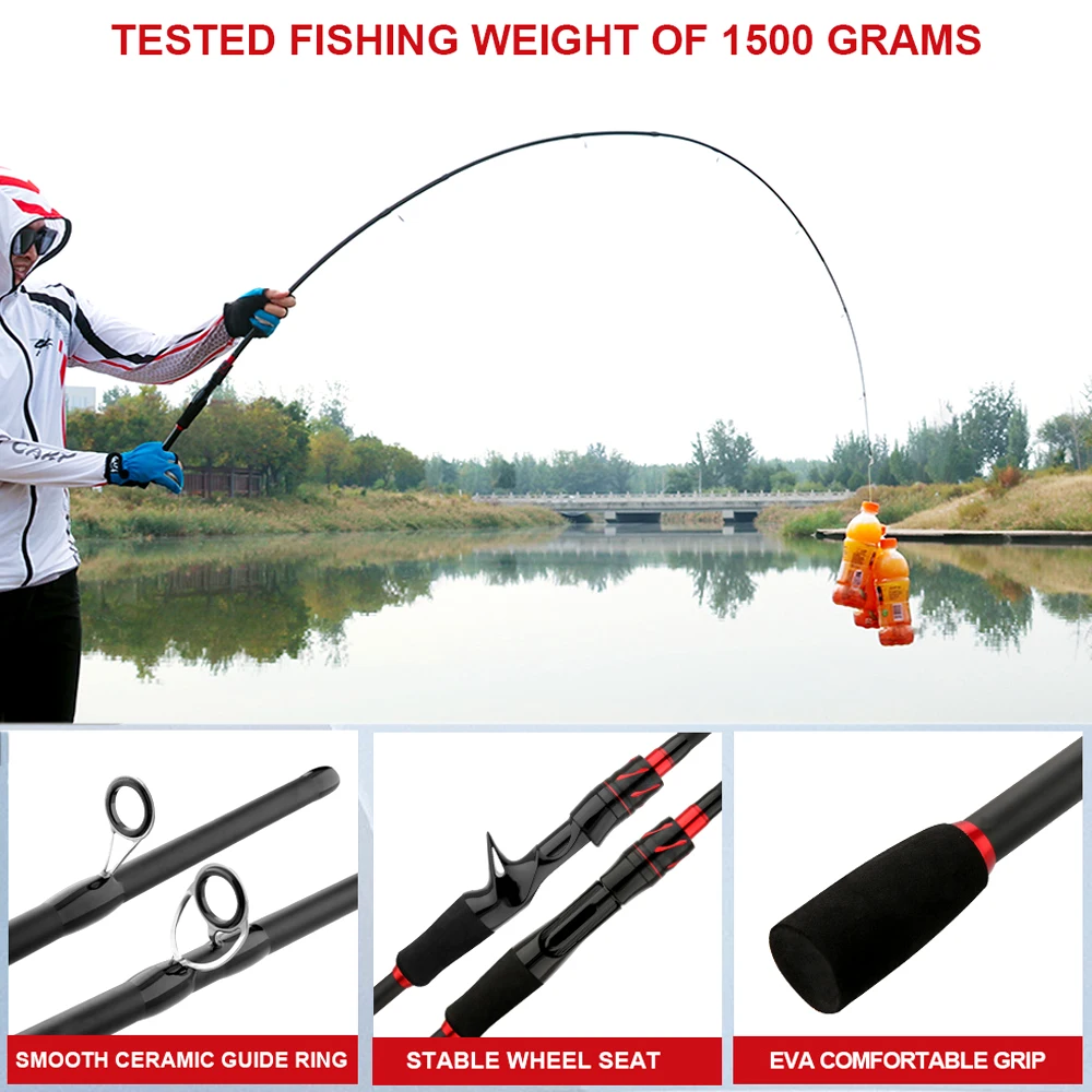 GHOTDA 1,8 m 2,1 m cañas de pescar con señuelo fibra de carbono caña de lanzamiento giratoria peso de cebo 3-18g caña de pescar seccional de viaje Baitcasting