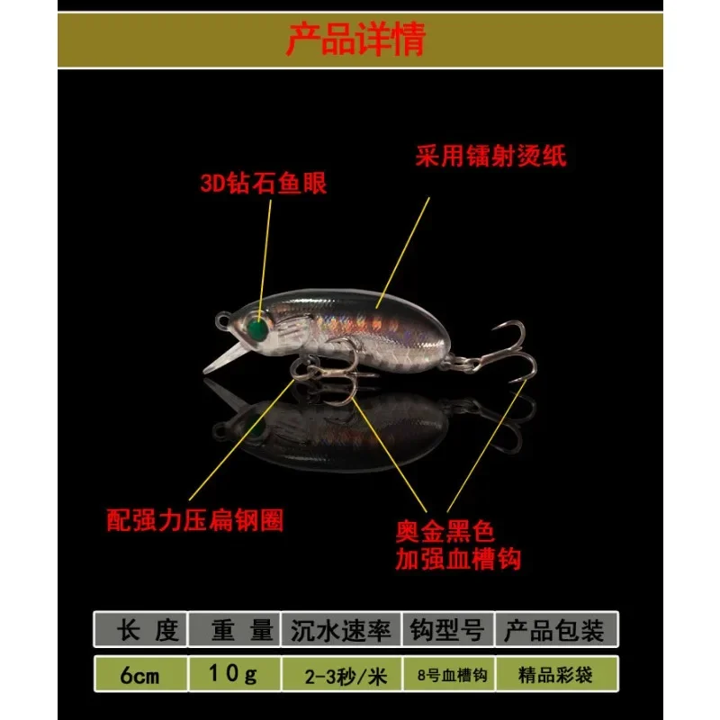 Luya-Cebo de pez Mandarín de hundimiento lento, cebo biónico de lubina, Grouper, pequeño, gordo, 10g - imagen 2