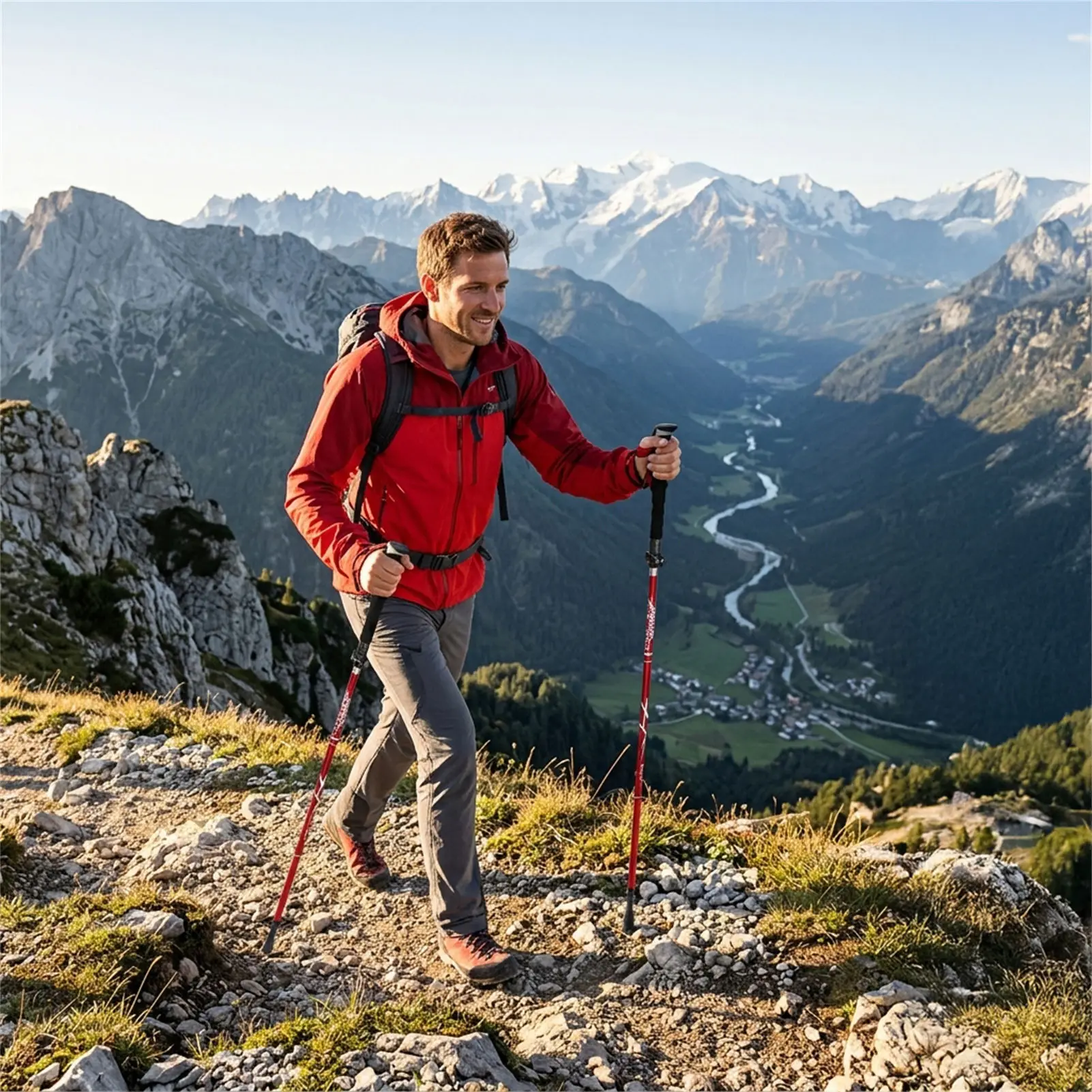 Bastones trekking fibra carbono ajustables mango antideslizante - imagen 3