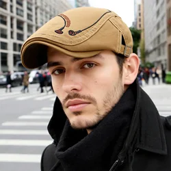 Gorro a prueba de viento para exteriores de otoño, sombrero Vintage británico de ala ancha para acampar, senderismo, ciclismo, montar, viajes, gorros cálidos de moda