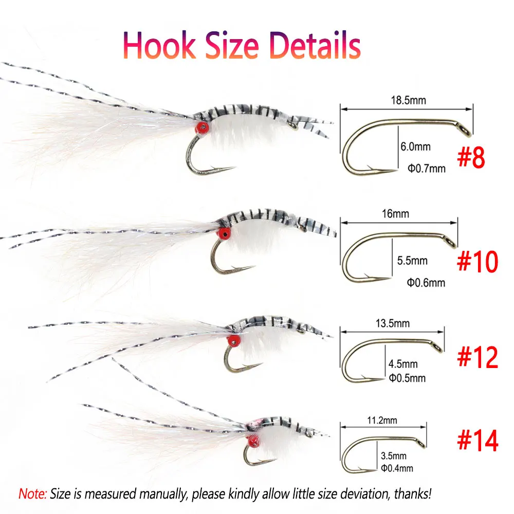 Bimoo-Señuelos de Pesca, 6 piezas, 8 piezas, #8 ~ #14, para agua dulce, salada, camarón, Mosca de hundimiento rápido, pescado rojo, trucha, carpa - imagen 4