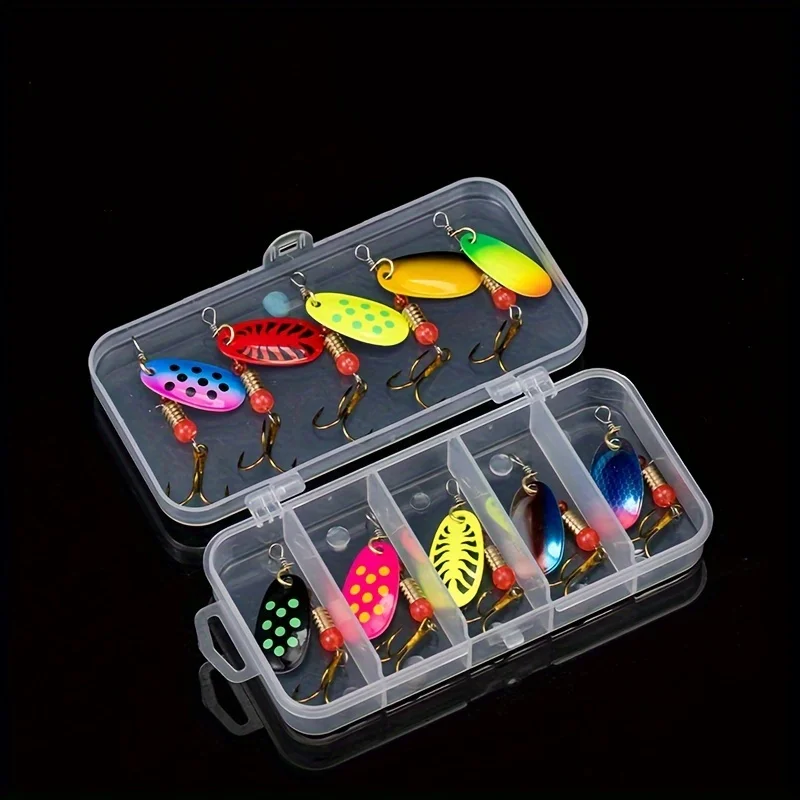 10 unids/caja Spinner cebo señuelo de pesca cuchara pluma accesorios de señuelo de agua salada anzuelo triple Metal duro señuelo Wobblers aparejos - imagen 4
