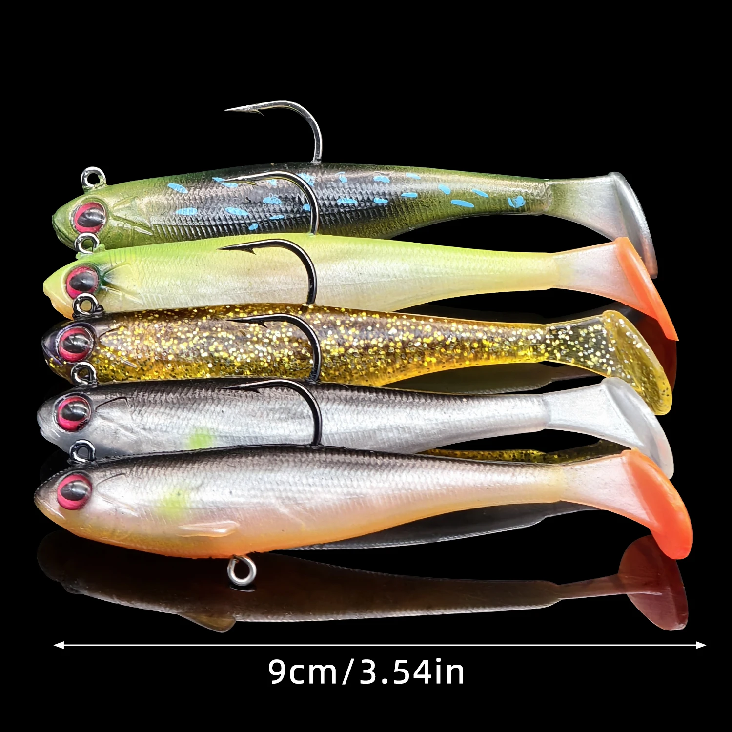 ANFS-Juego de Señuelos de Pesca blandos de 5 piezas, cebo de Pesca de lubina Premium para agua dulce y salada - imagen 3