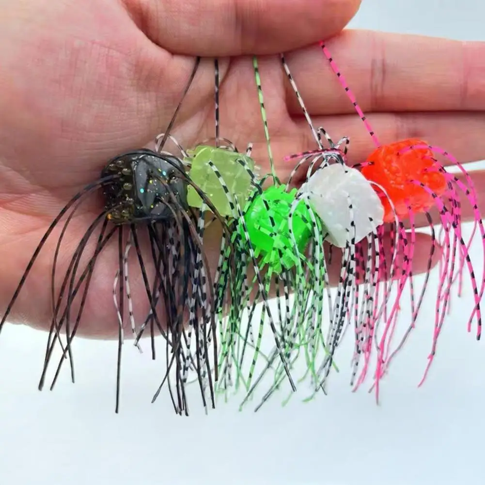Señuelo de dados blandos con falda, 5 uds., 11CM/4G, hundimiento lento, colorido, PVC, dados artificiales, cebo, lubina, bagre, salmón, accesorios de pesca - imagen 4
