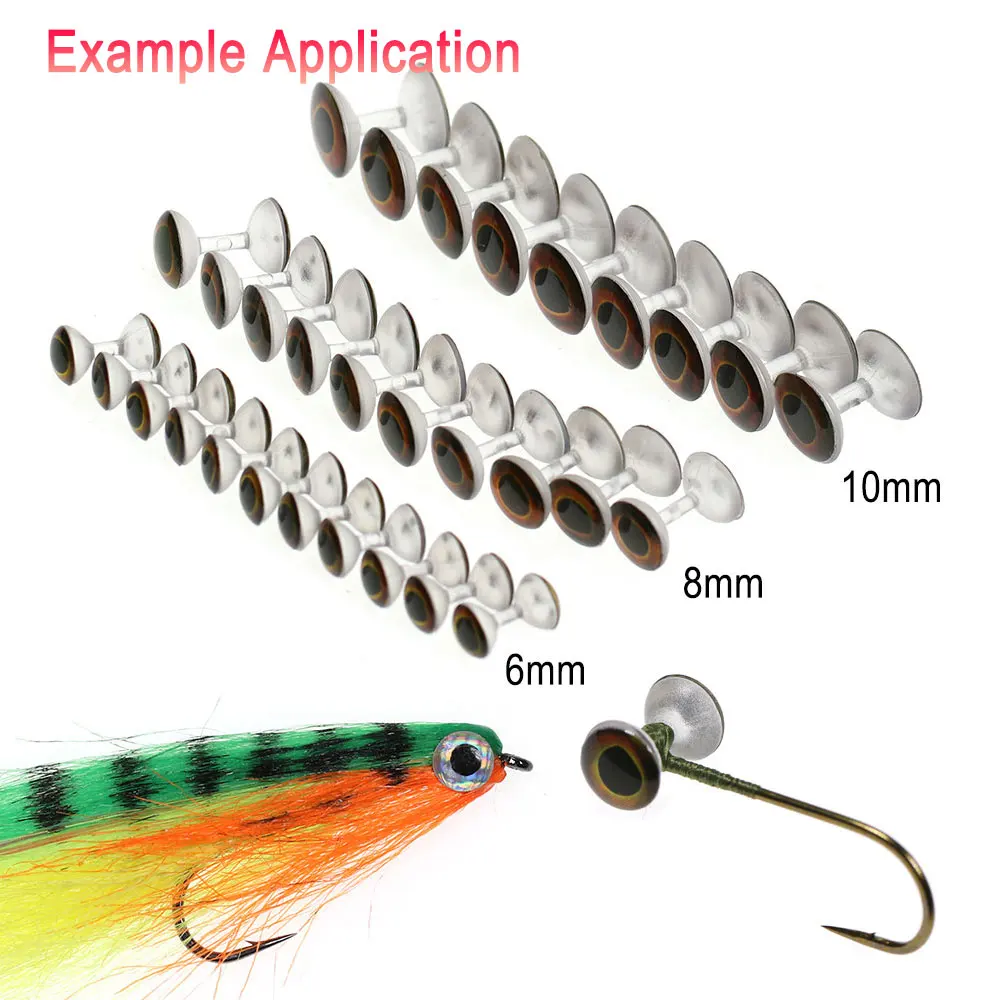 ICERIO-Ojos de mosca de pesca sin peso, Material de 6mm, 8mm, 10mm, Ojos de resina 3D realistas, materiales de atado de moscas, bricolaje, 30 piezas - imagen 4
