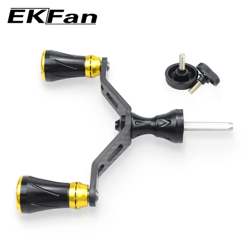EKfan-mango de carrete de pesca de carbono, perillas de Metal adecuadas para SHI, accesorio de aparejos de carrete de pesca giratorio, 90MM - imagen 4