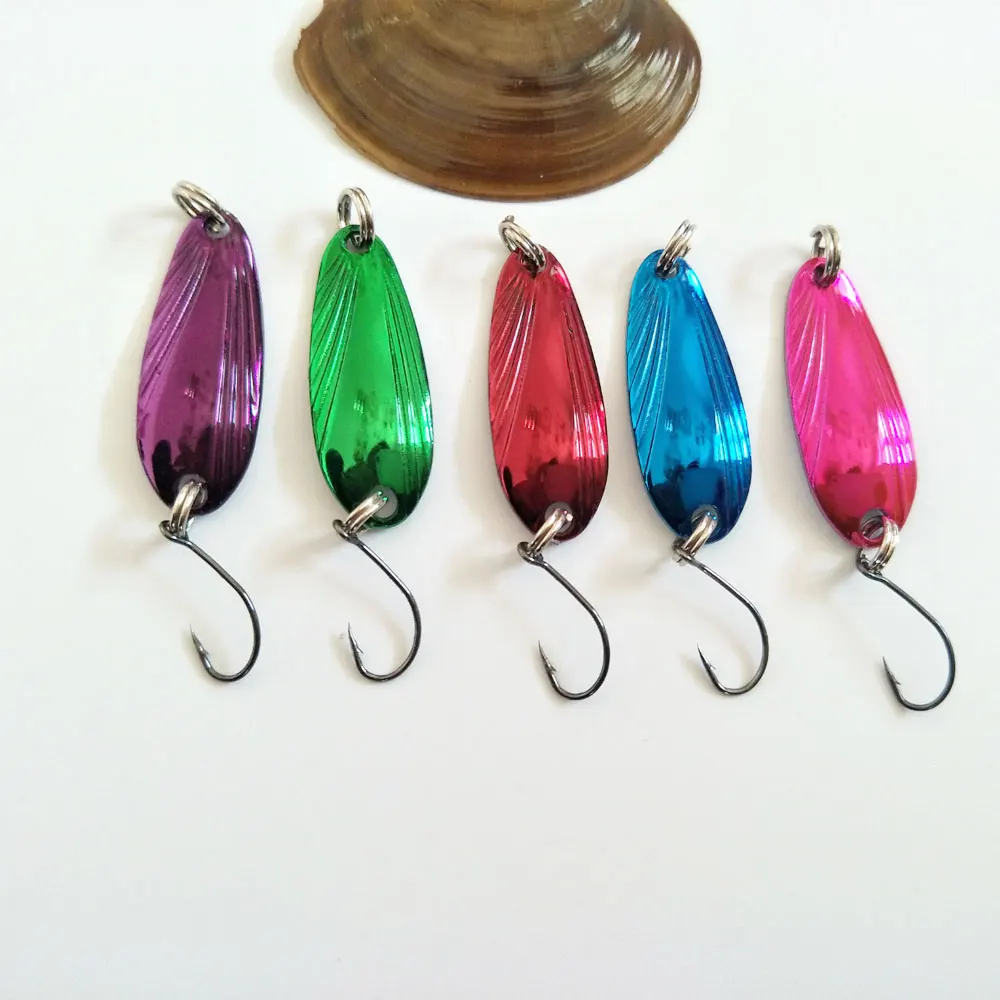 BALLEO-cebos de Metal con diseño de concha de mar, señuelo de boca de caballo, cuchara, un solo gancho, Mini cebo para trucha, aparejos de pesca, 2,5g/3,5g - imagen 3