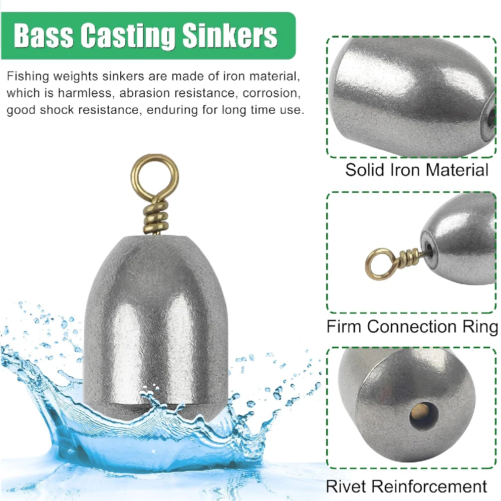 18 Uds pesas de pesca surtido de plomos de pesca de hierro pesas de tiro caído plomos de campana peso loco para pesca de trucha lubina - imagen 3