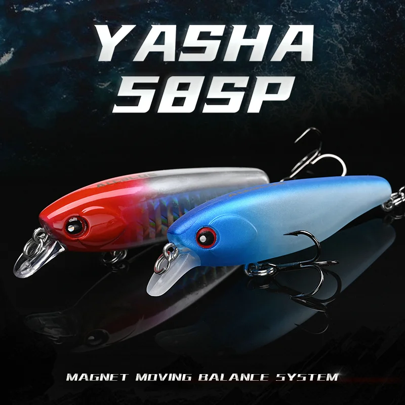 ALLBLUE YASHA 58SP suspendido Minnow 8g Jerkbait Wobbler señuelo de pesca magnético de fundición larga cebo Artificial duro Lucio Asius aparejos - imagen 4