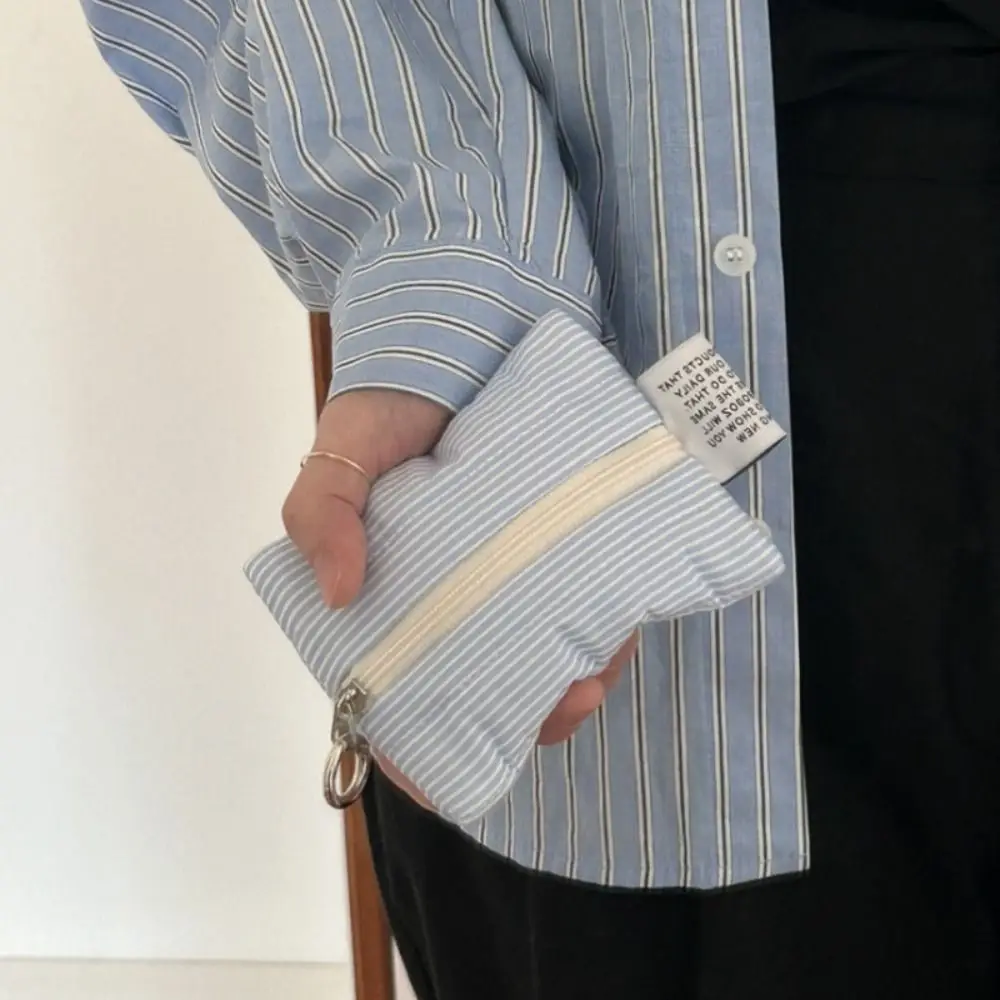 Lindo monedero a rayas Mini con tarjetero con cremallera bolsa portátil para auriculares de gran capacidad - imagen 2