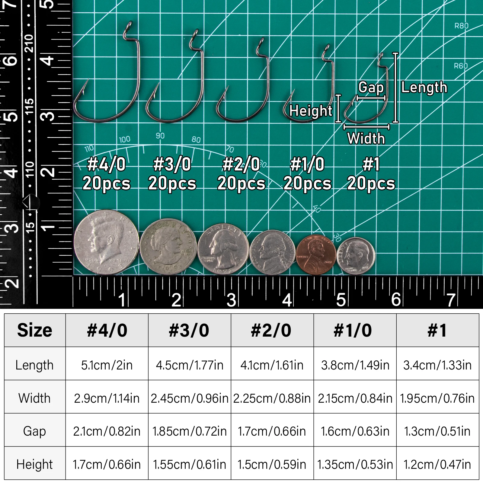 100 Uds EWG gancho pesca de lubina anzuelos de gusano Kit Extra ancho espacio 2X fuerte para señuelo suave Texas Rig Drop Shot Carolina Rig agua salada - imagen 3
