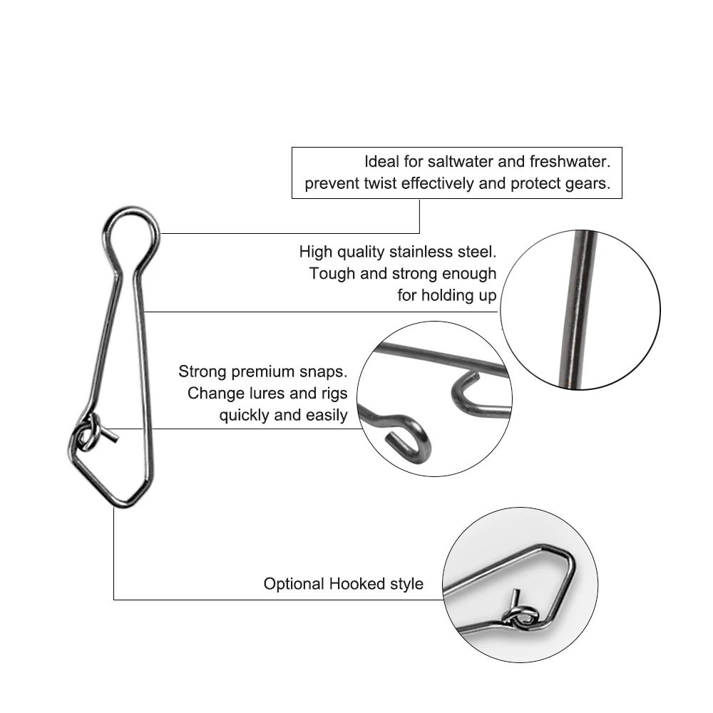 Deslizador de plomada para sedal de pesca, conector giratorio de doble bloqueo, 30 piezas, de acero inoxidable de alta resistencia - imagen 3