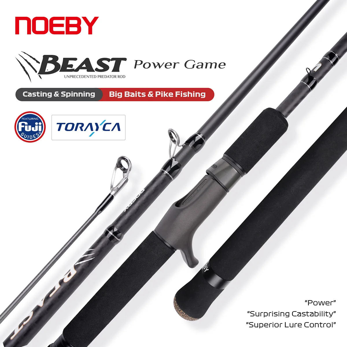 Caña Noeby Beast Power Pike 1,98m – Spinning para lucio