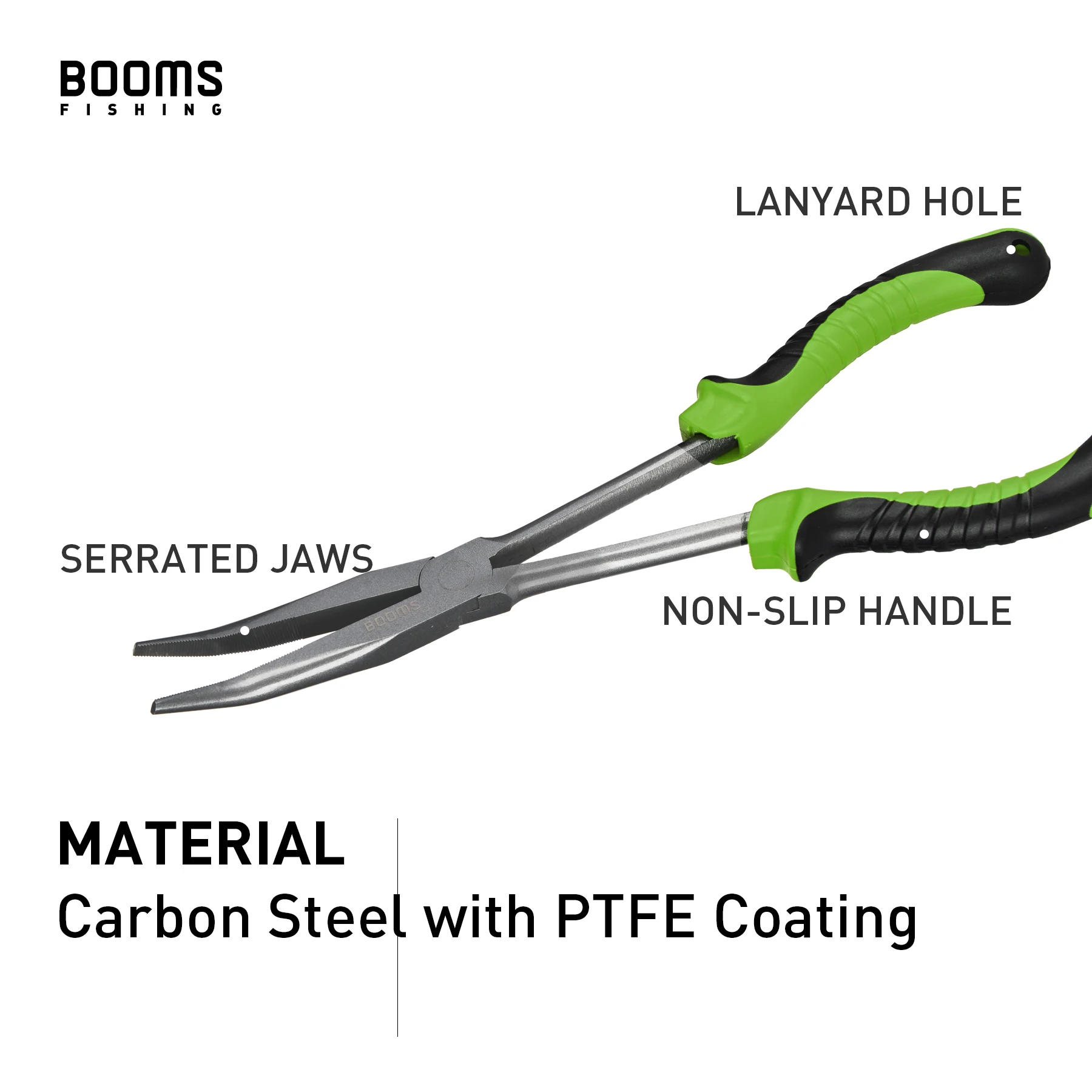 Booms Fishing-Alicates de pesca F05, removedor de anzuelos de nariz larga de 28cm con cordón colgante antipérdida, herramienta de aparejos de agua salada de acero al carbono - imagen 4