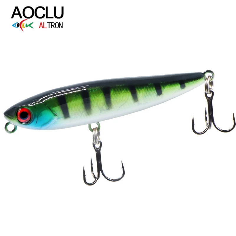 AOCLU-Cebo de lápiz flotante, Wobbler duro, Swimmer de superficie Topwater, anzuelos triples de lámina recargable, calidad japonesa, 60mm, 3G - imagen 3