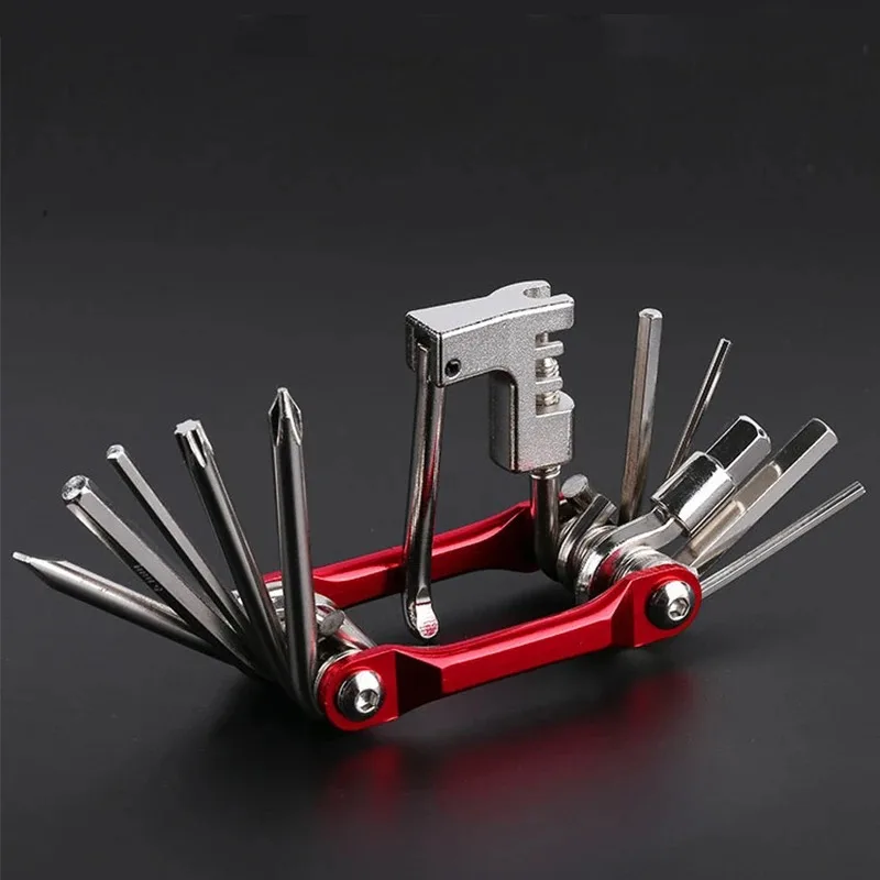 Juego de llaves Allen 11 en 1 para bicicleta, herramienta de reparación portátil, cortador de cadena con cuchillas de aleación de acero, mango de aluminio ligero para bicicleta Mai - imagen 3