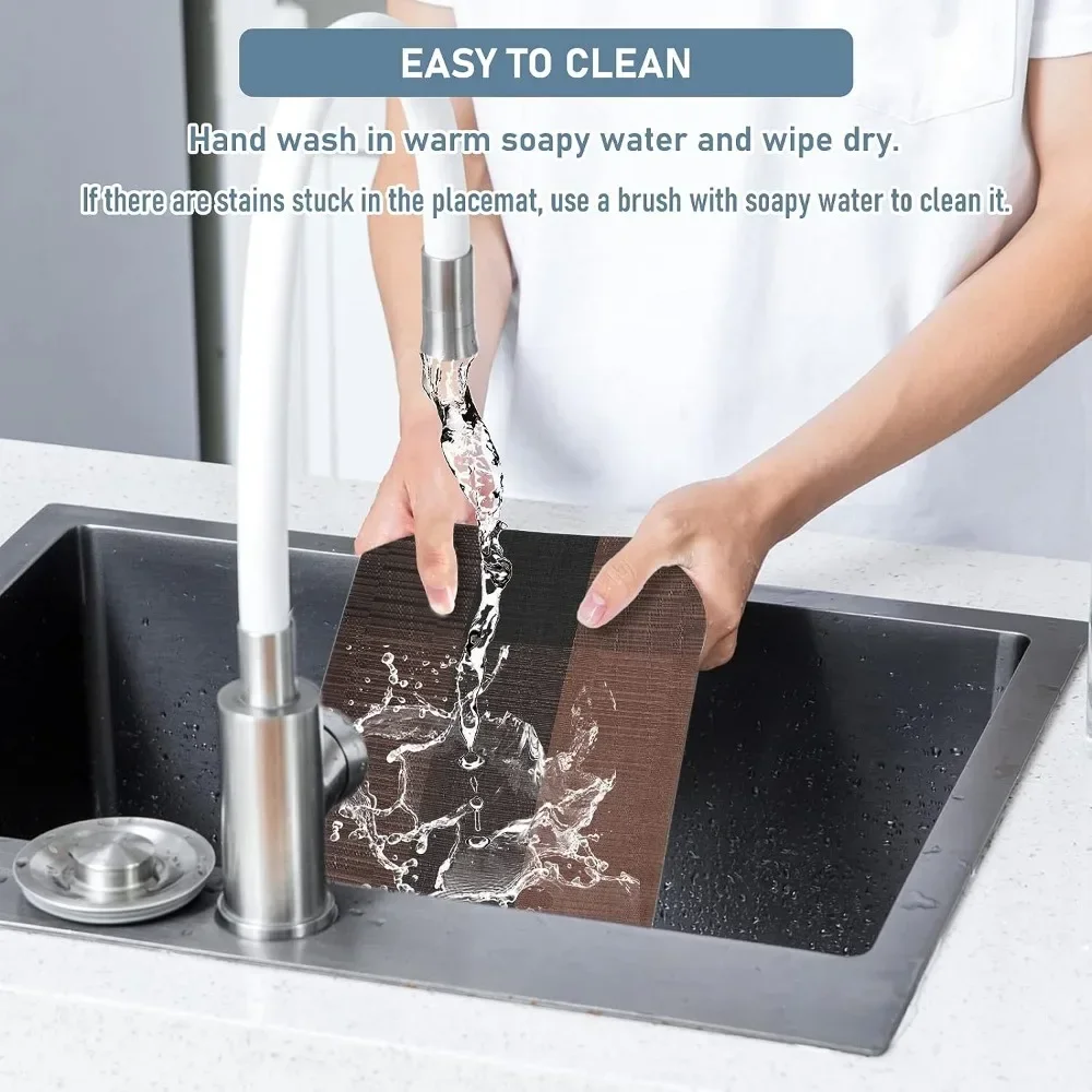 Gewebte Vinyl-Tischsets, Tischsets, Crossweave, rutschfest, waschbar, Tischsets für Esstisch, Küche, Restaurant-Dekor, Untersetzer - imagen 5