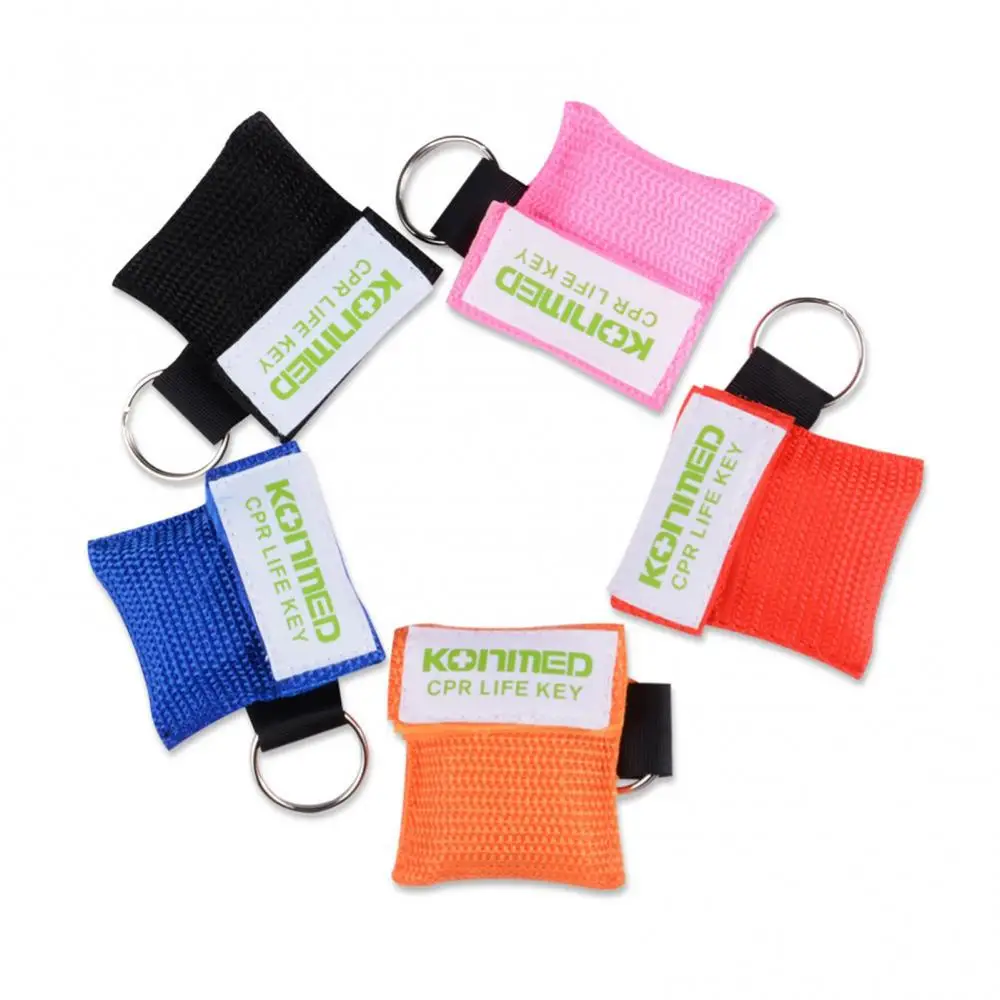 LLavero de primeros auxilios, máscara de CPR de emergencia, respiración, protección facial y bucal, herramientas profesionales de rescate al aire libre, máscara de primeros auxilios