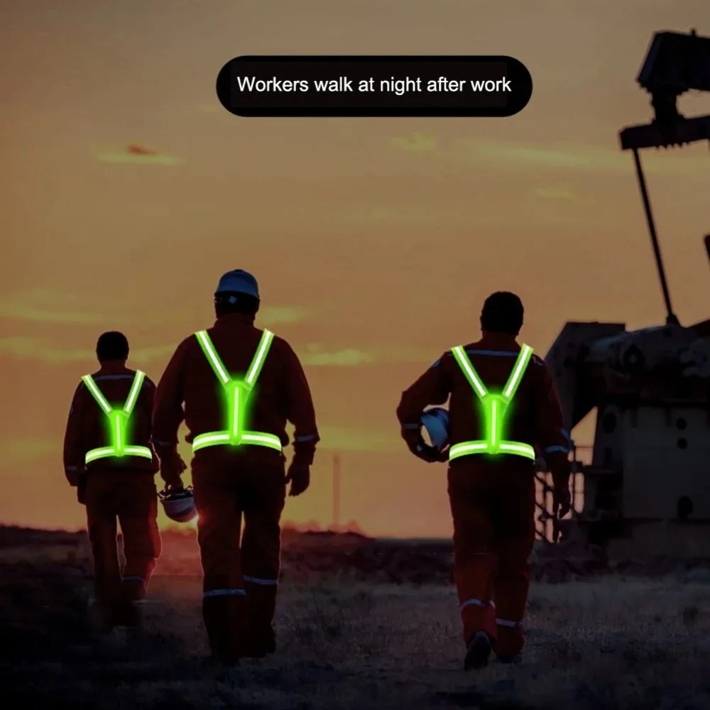 Chaleco LED para correr recargable por USB, correas reflectantes impermeables, chaleco reflector brillante, ajuste ajustable, transpirable