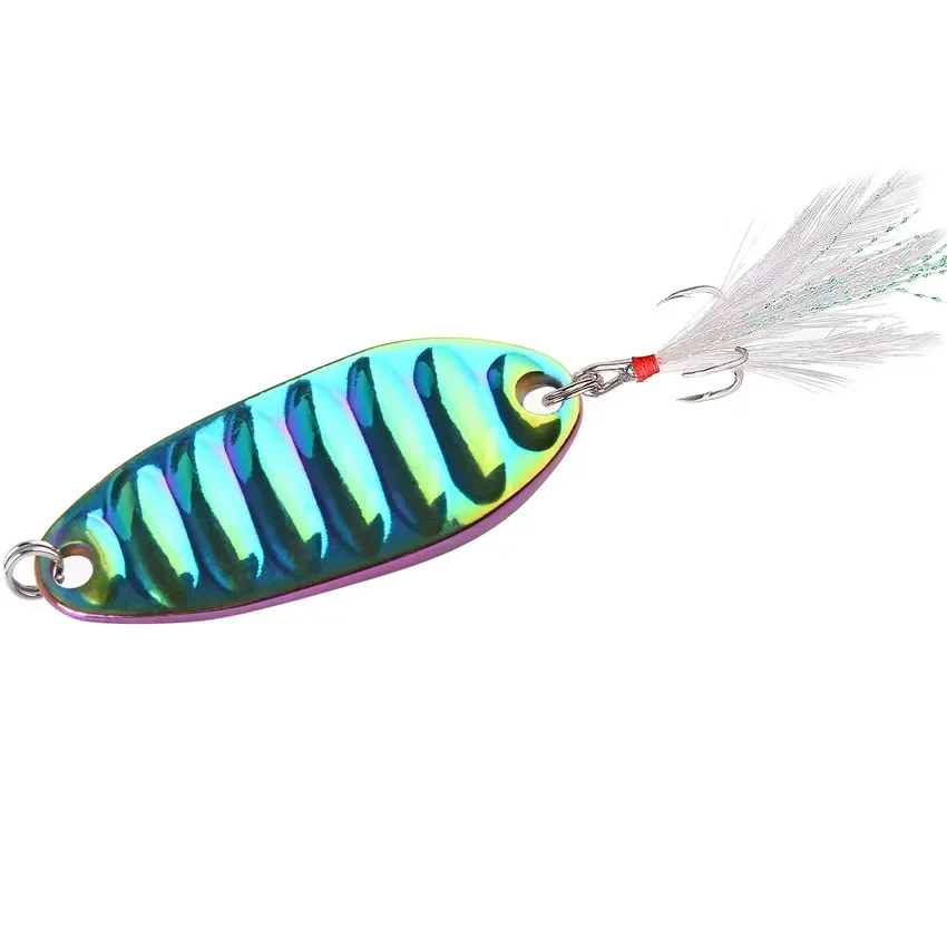 Señuelos de pesca con cuchara de Metal, anzuelo triple afilado, cebos duros con lentejuelas, cebo Artificial, Spinner de agua dulce, juego de aparejos de pesca, 15 Uds. - imagen 5