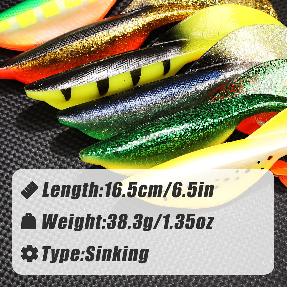 B & U-señuelo de pesca de Swimbait suave, cola larga ondulada, cebo de Lucio grande, plantilla de aparejo de acción de natación seductora - imagen 2