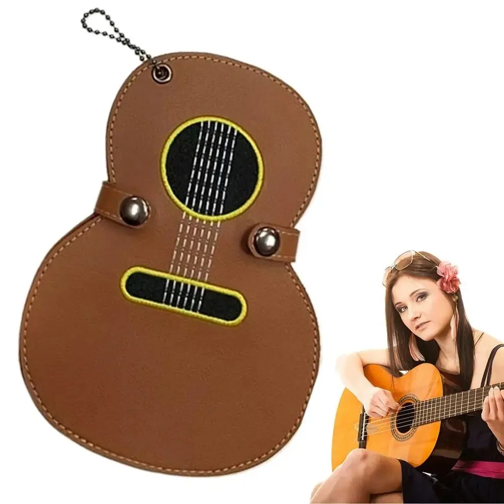 Exquisito soporte para púas de guitarra, colgante para guitarra, llavero de cuero PU, bolsa de almacenamiento para púas, fundas para llaves para guitarristas - imagen 4