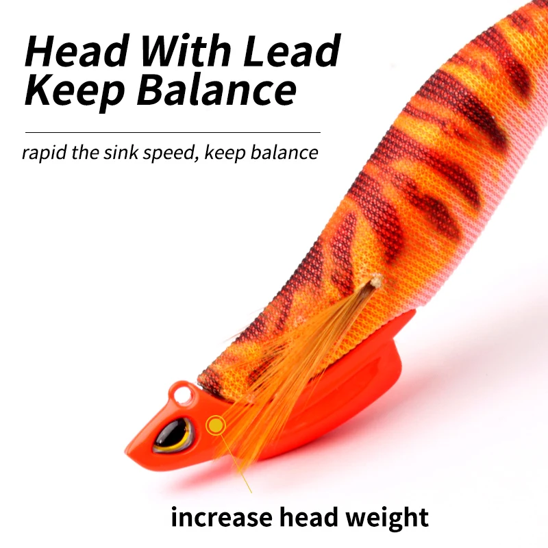 RUKE-señuelo de madera para pesca de camarones, anzuelos de calamar, 30 g/unidad, 13cm, Señuelos de Pesca luminosos, pulpo, sepia, camarones, Jigging, 1 ud. - imagen 2