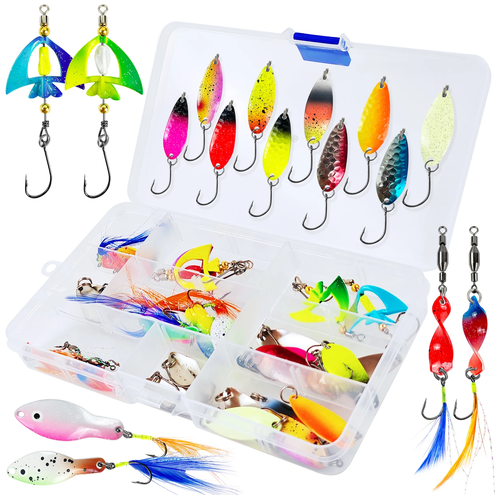 FREE FISHER Señuelos de cuchara giratorios con lentejuelas – lubina - imagen 4