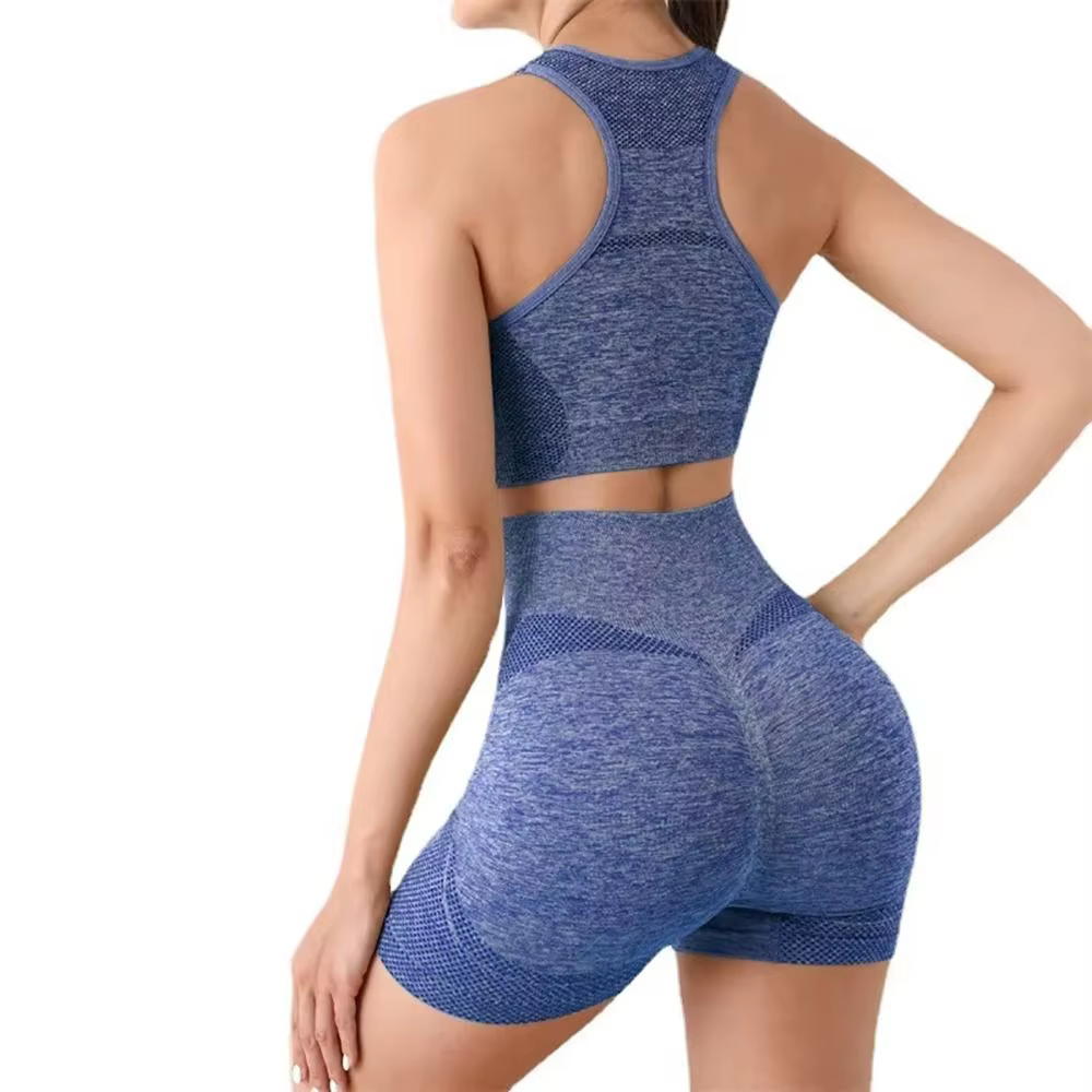 Set de yoga cintura alta mujer – Top corto y mallas sin costuras - imagen 3