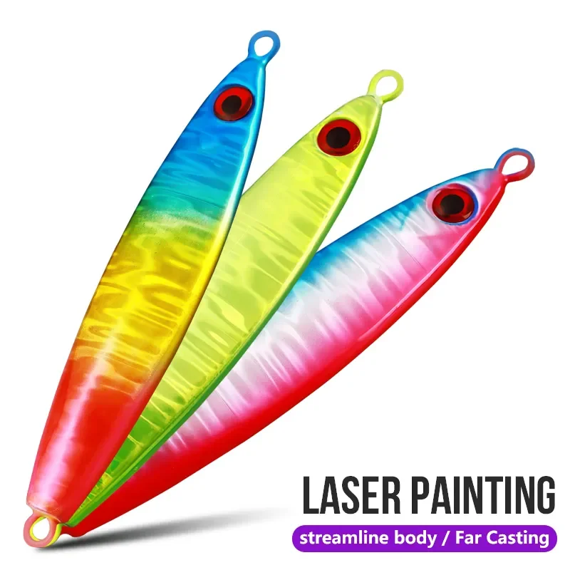 TAIYU-señuelos de pesca de mar, 40g, señuelos de Jigging de Metal, ojos 3D que se hunden, Wobblers pintados con láser, cebo duro Artificial, aparejos de pesca - imagen 4