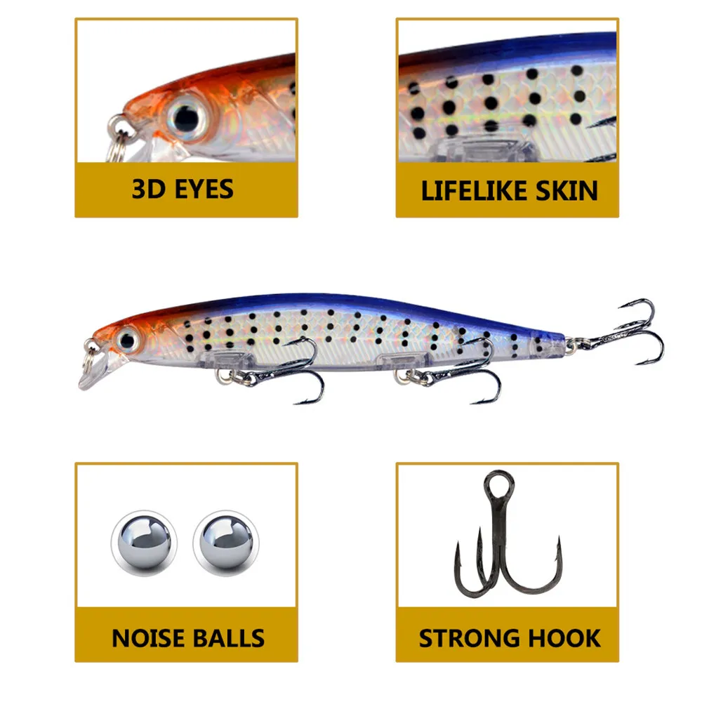 Señuelo de pesca Artificial con láser, cebo duro de 11cm y 13,7g, Wobbler, Crankbait para lubina, carpa, Lucio, 1 piezas - imagen 4