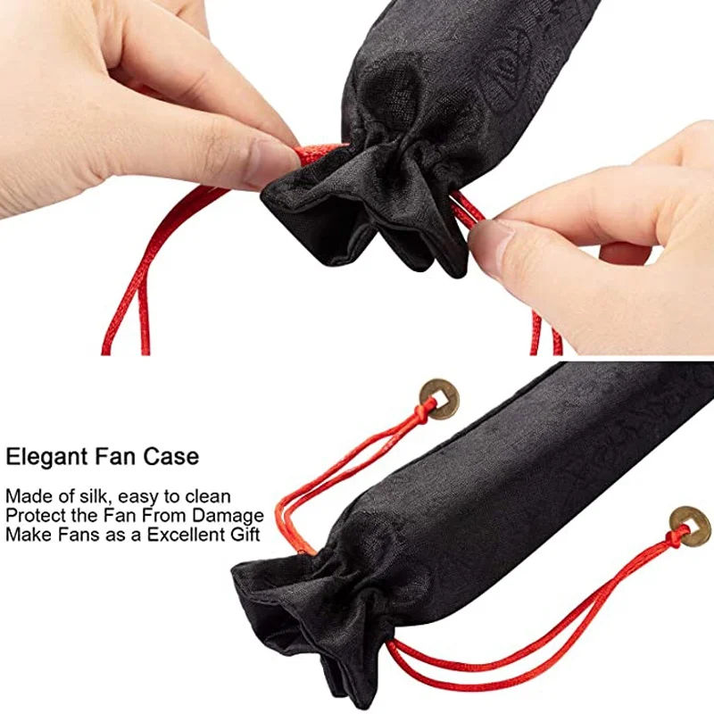 1 Uds. Abanicos plegables de estilo chino negro Vintage, abanico de Kung Fu para fiesta de boda, abanico de baile artesanal de bolsillo de Color sólido DIY - imagen 4