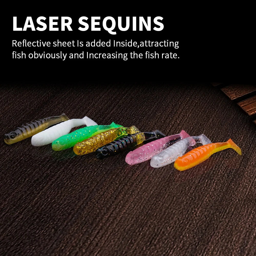 VTAVTA-Cebo blando de silicona de 40mm, Señuelos de Pesca 20 piezas Minnow Wobbler Paddle Tail Shad Swimbait, cebo Artificial de PVC, aparejos de lubina - imagen 4