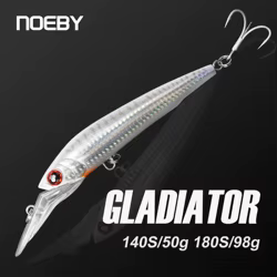 NOEBY Trolling Minnow 140mm 50g 180mm 98g hundimiento en alta mar juego grande Señuelos de Pesca atún GT barco de agua salada Señuelos de Pesca de fundición